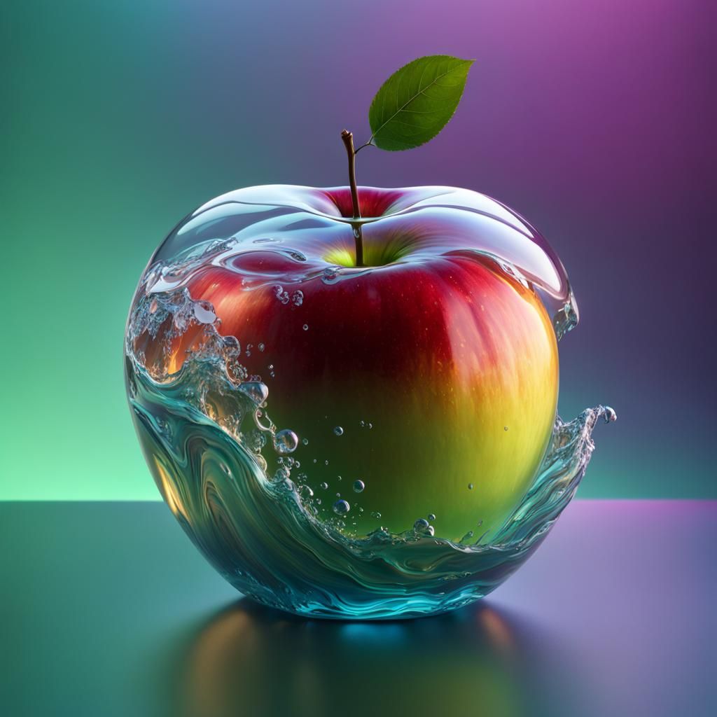 Stormy Sea in Crystal Apple: Hyperrealistic Splash Art