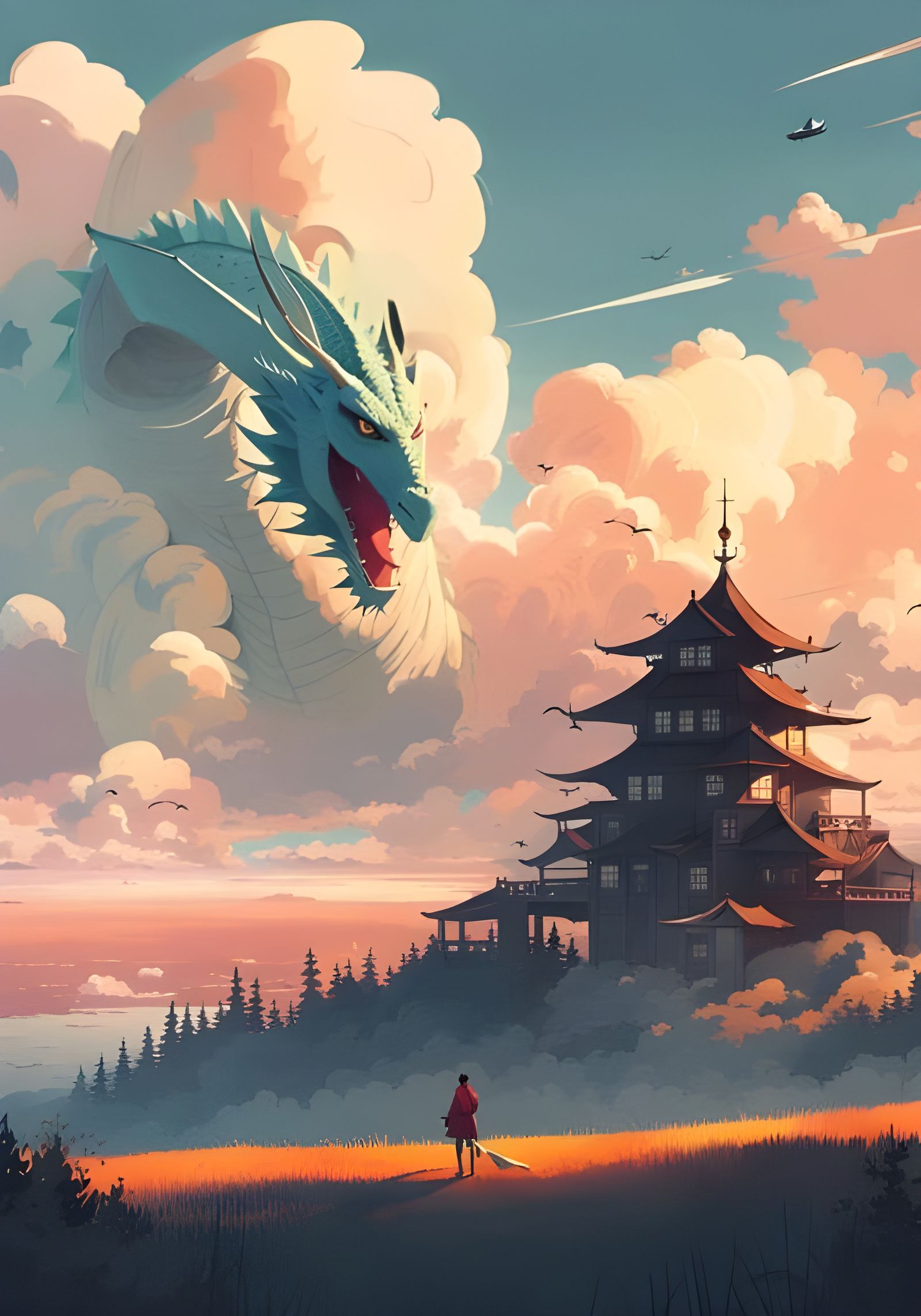 White Cloud Dragon: Award-Winning Digital Illustration