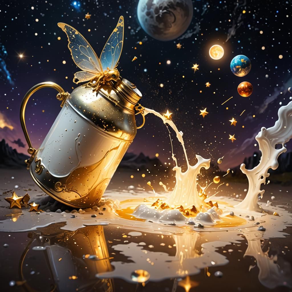 Cosmic Milk Spill in Hyperdetailed Fantasy Art