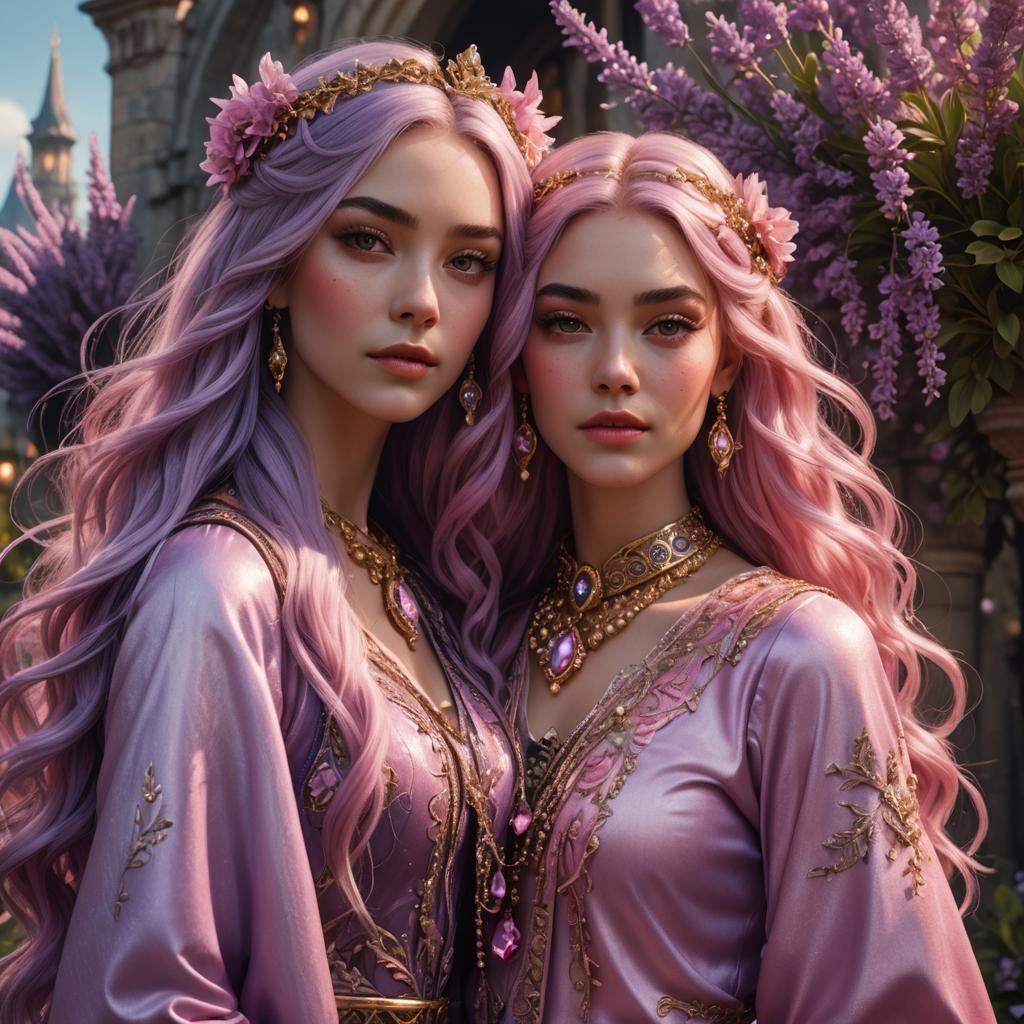 Hyperrealistic Portrait of Two Beautiful Gen Z Girls