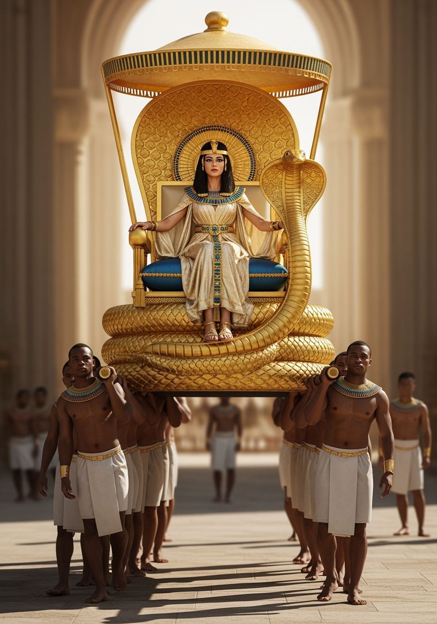 Majestic Egyptian Queen on a Golden Cobra Throne