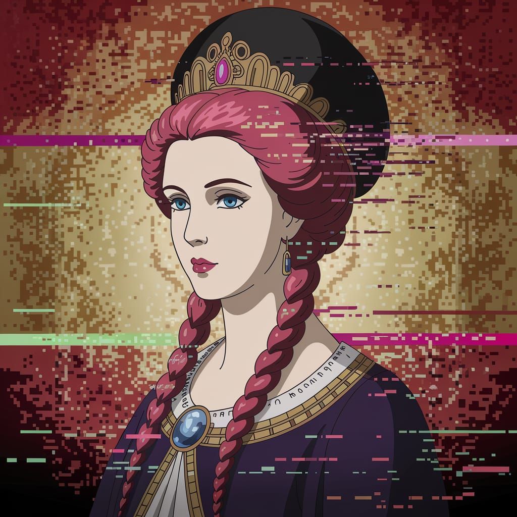 Glitched Anime Portrait of Tsarina Evdokija