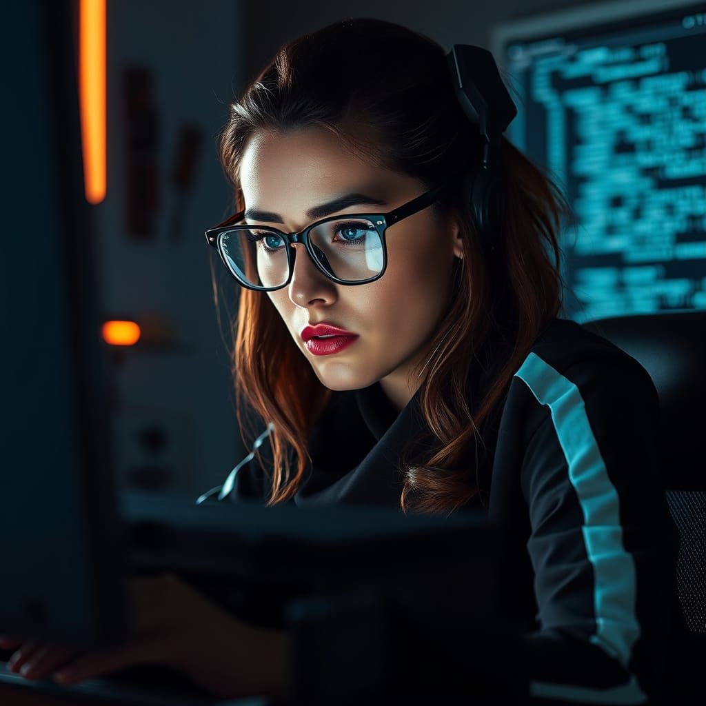 Zara: Programmer in a Neon-Lit Room