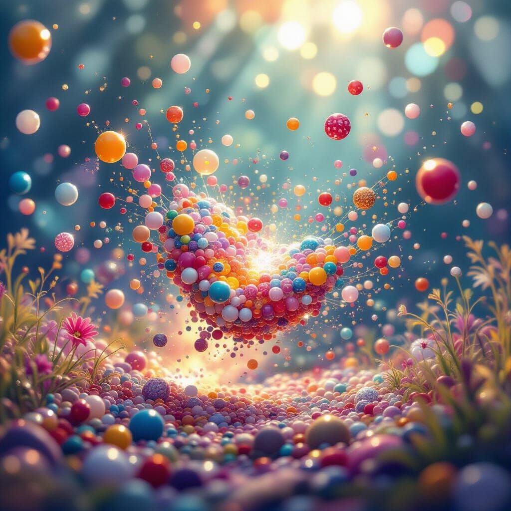Colorful Bead Explosion in a Digital Art Style