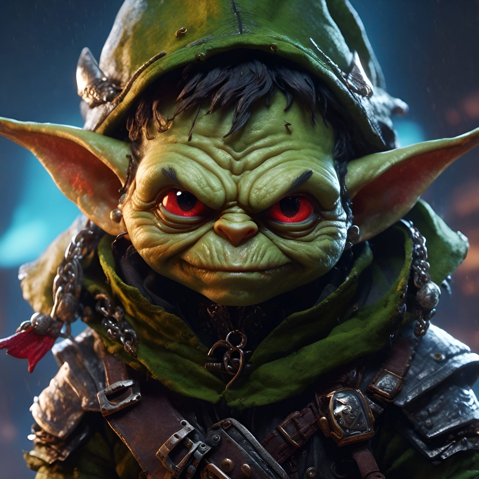 Evil Chibi Goblin Portrait in Photorealistic Style
