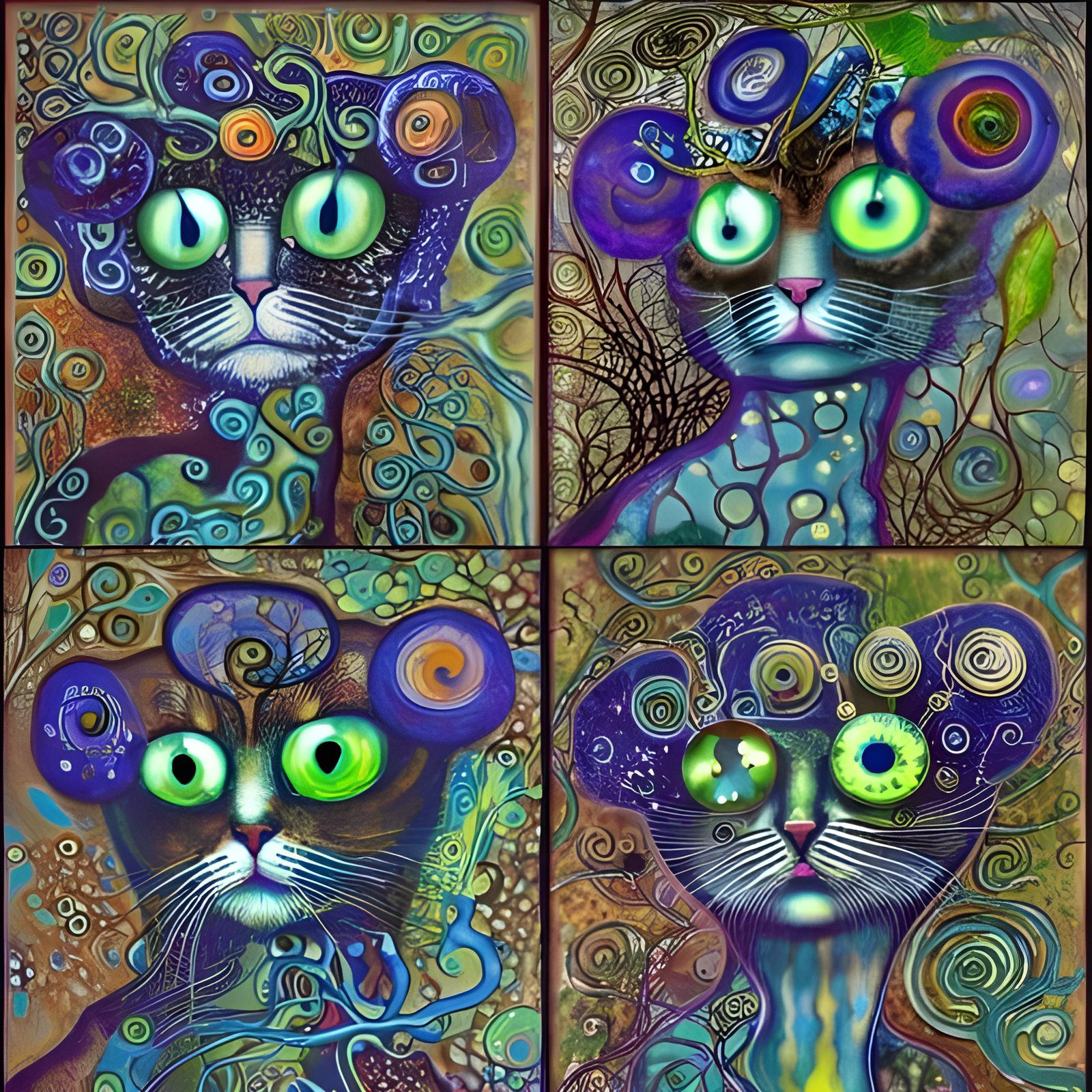 Ethereal Kitten Enthralls with Surrealistic Art Nouveau