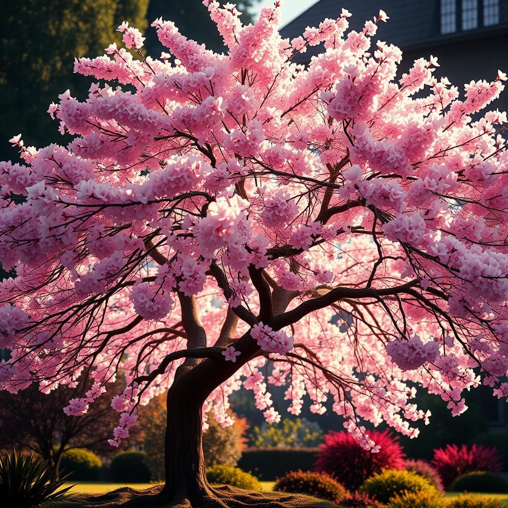 Detailed Cherry Blossom Tree in Atmospheric Realism