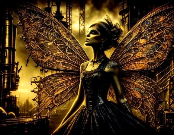 Steampunk Fairy Fusion with Metallic Textures