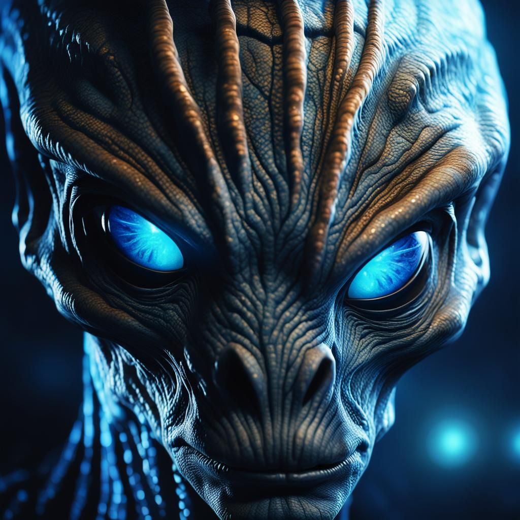 Detailed Alien Portrait with Scaly Skin in Sci-Fi Style