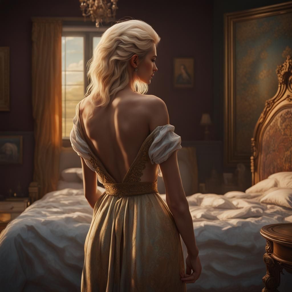 Antique Oil Painting of a Blonde Woman