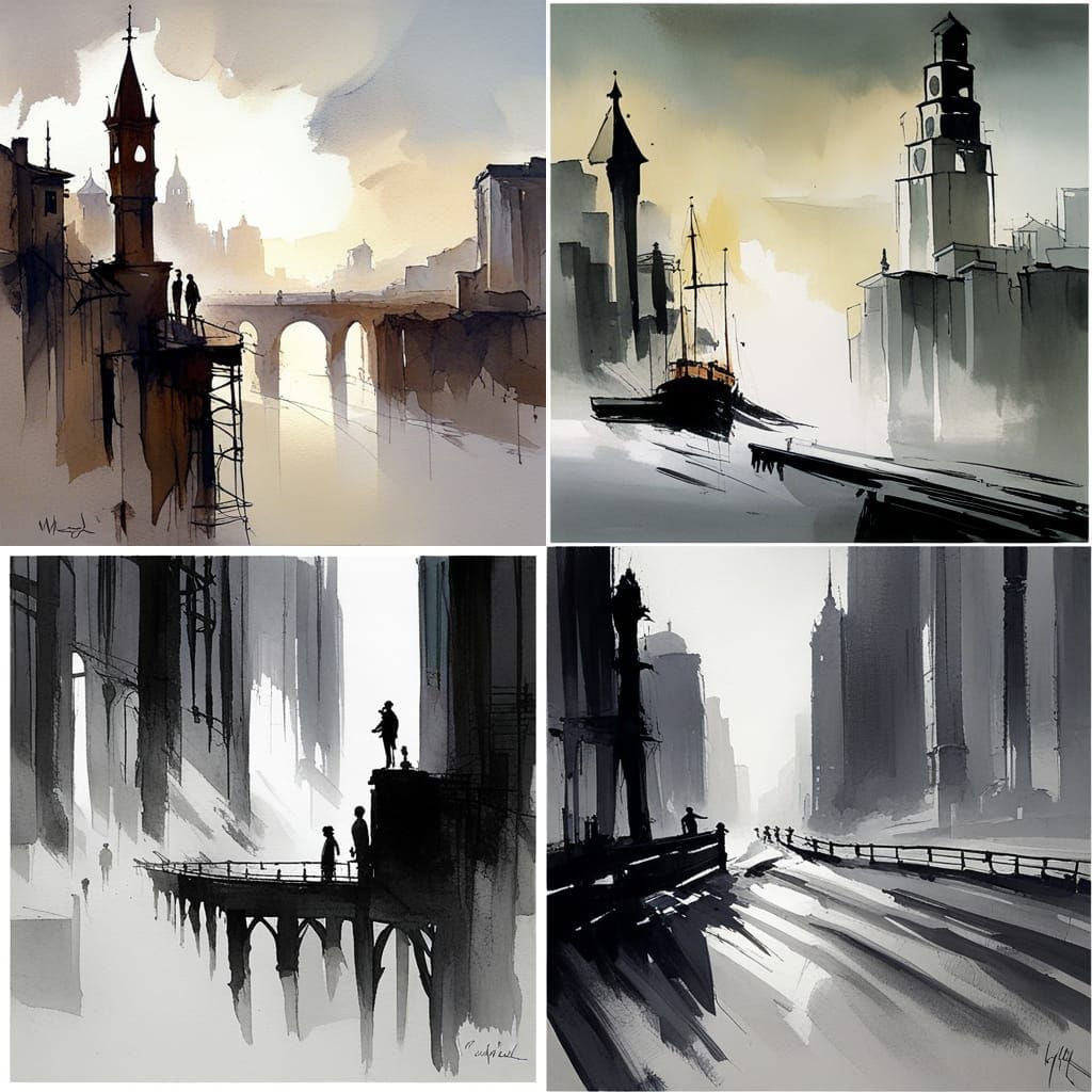 Atmospheric Watercolor Landscape Painting