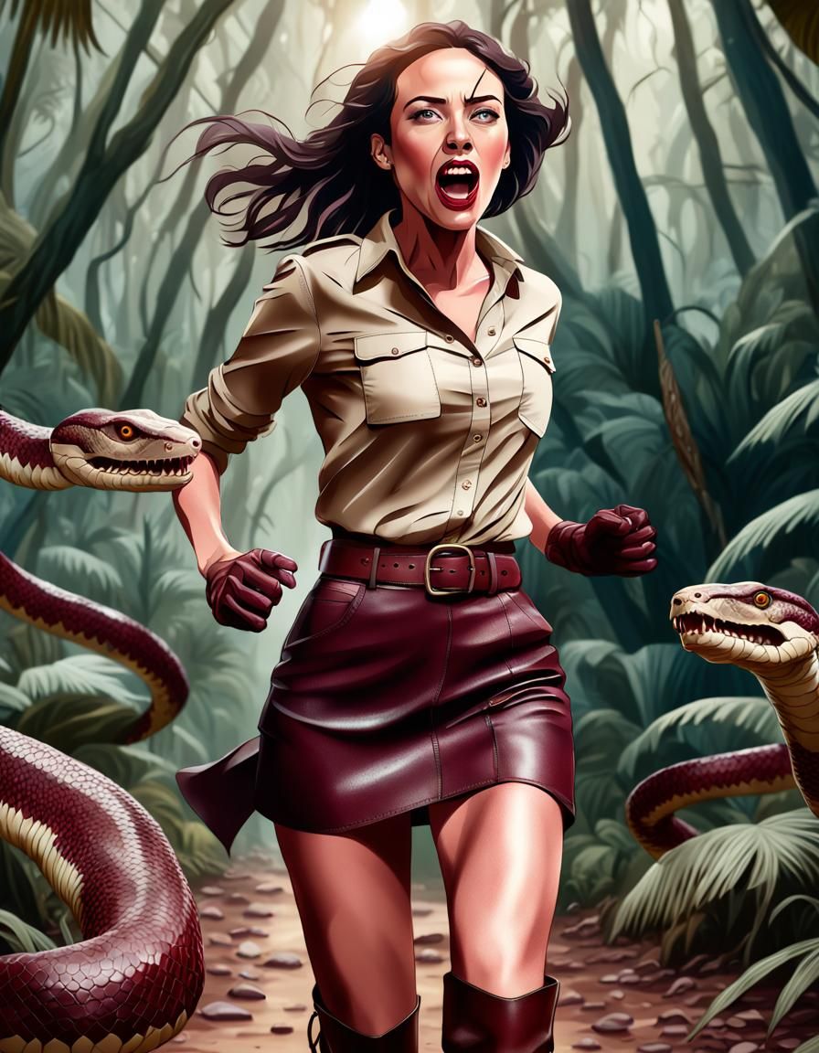 Woman in Peril: A Hyperrealistic Forest Escape