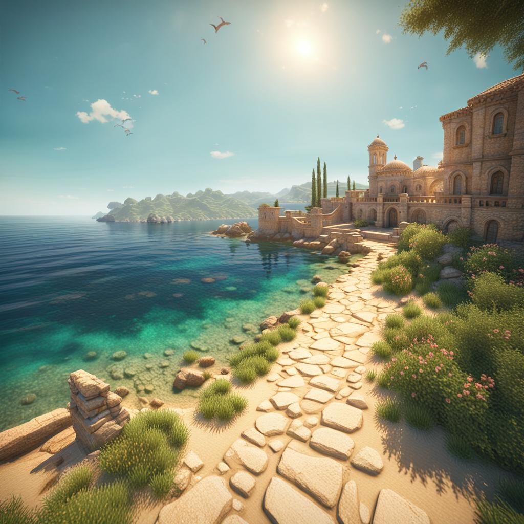 Emerald Mediterranean Morning: 3D Game Cinematic