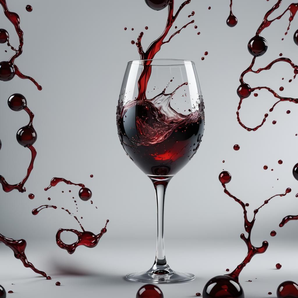 Detailed Red Wine Glass Digital Painting