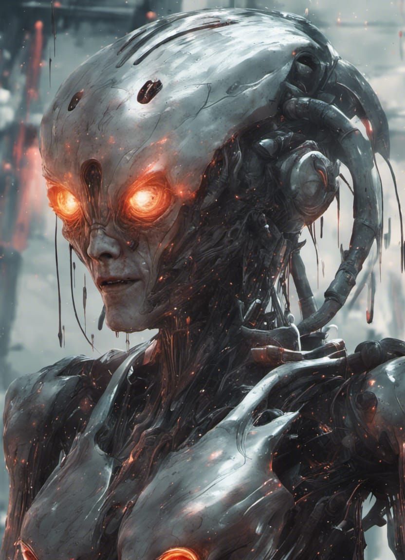 Terrifying Alien Android Movie Poster Art