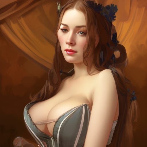 Gorgeous Medieval Tavern Wench Portrait in Fantasy Style