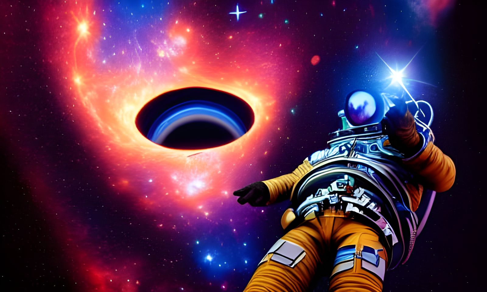 Vivid Space Cowboy with Cat Face and Revolver