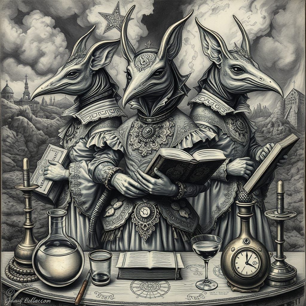 Steampunk Platypus Alchemist in Art Nouveau Elegance