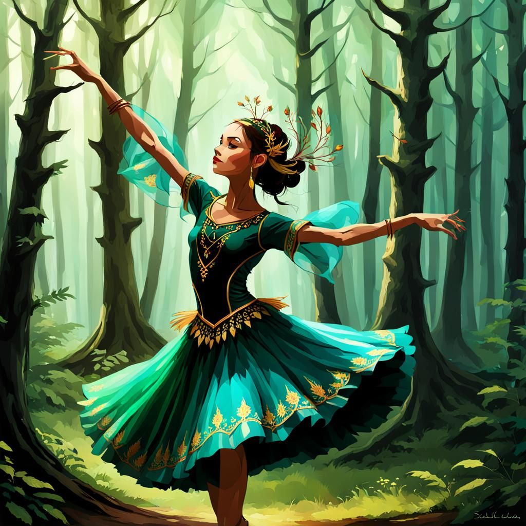 Enigmatic Forest Dancer: An AI Interpretation