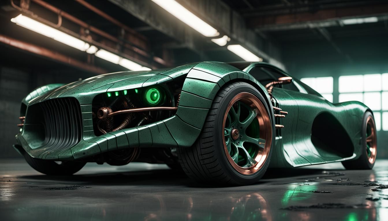 Futuristic Biomechanical Car in Cyberpunk Style