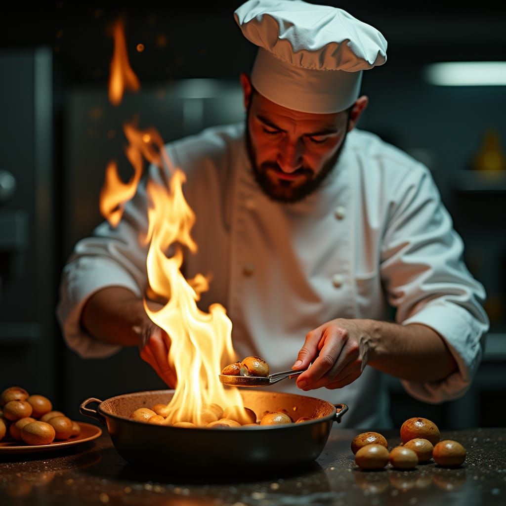 Hyper-Realistic Chef in Epicurean Drama