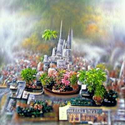 Miniature Plant City in Ethereal Fantasy Style