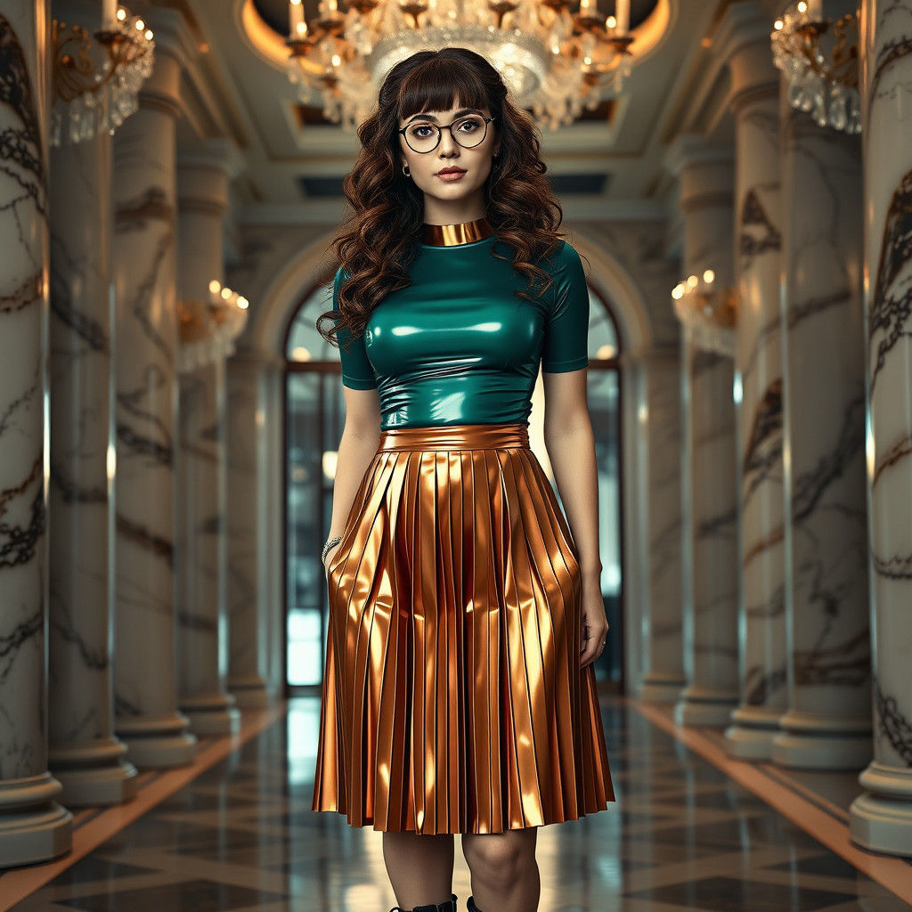 Elegant Woman in Latex Outfit, Art Deco Style