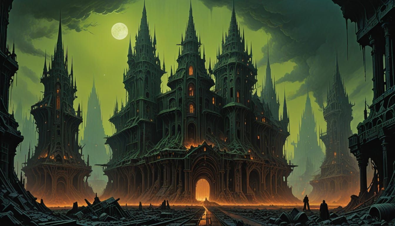 Cyberpunk Metropolis in Toxic Haze, Inspired by Dark Futuris...