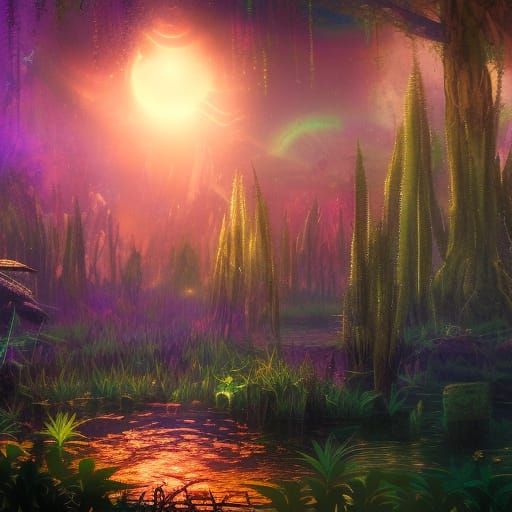 Magic Cannabis and Rainbow Stars: Matte Painting