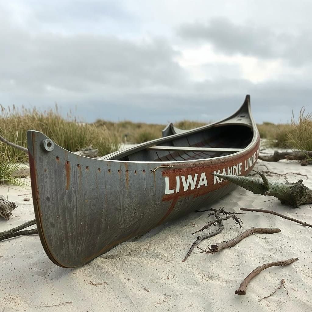 Weathered Kanoe on Sandy Beach
