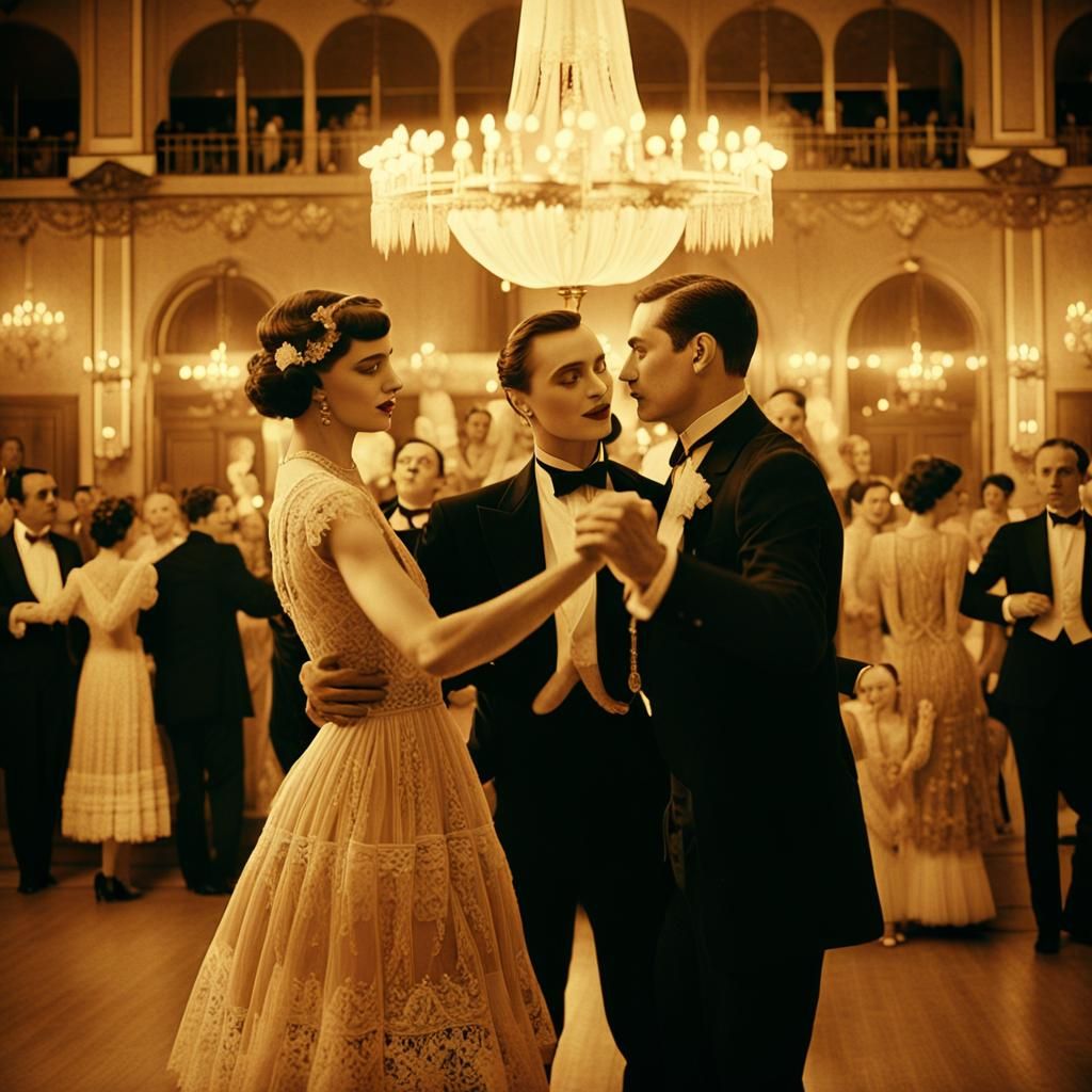 Retro Hungarian Ballroom in Sepia Tones