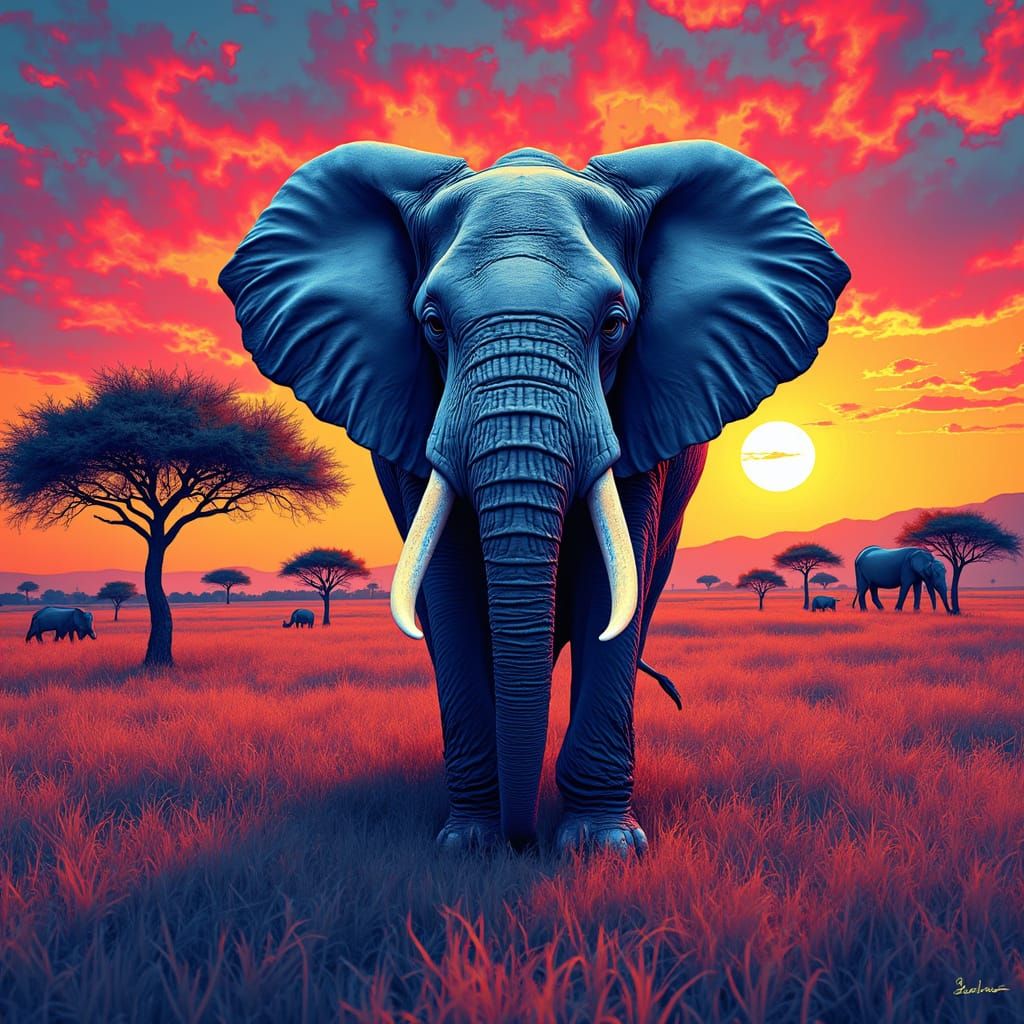 Majestic Elephant Emerges from Vibrant Stereogram