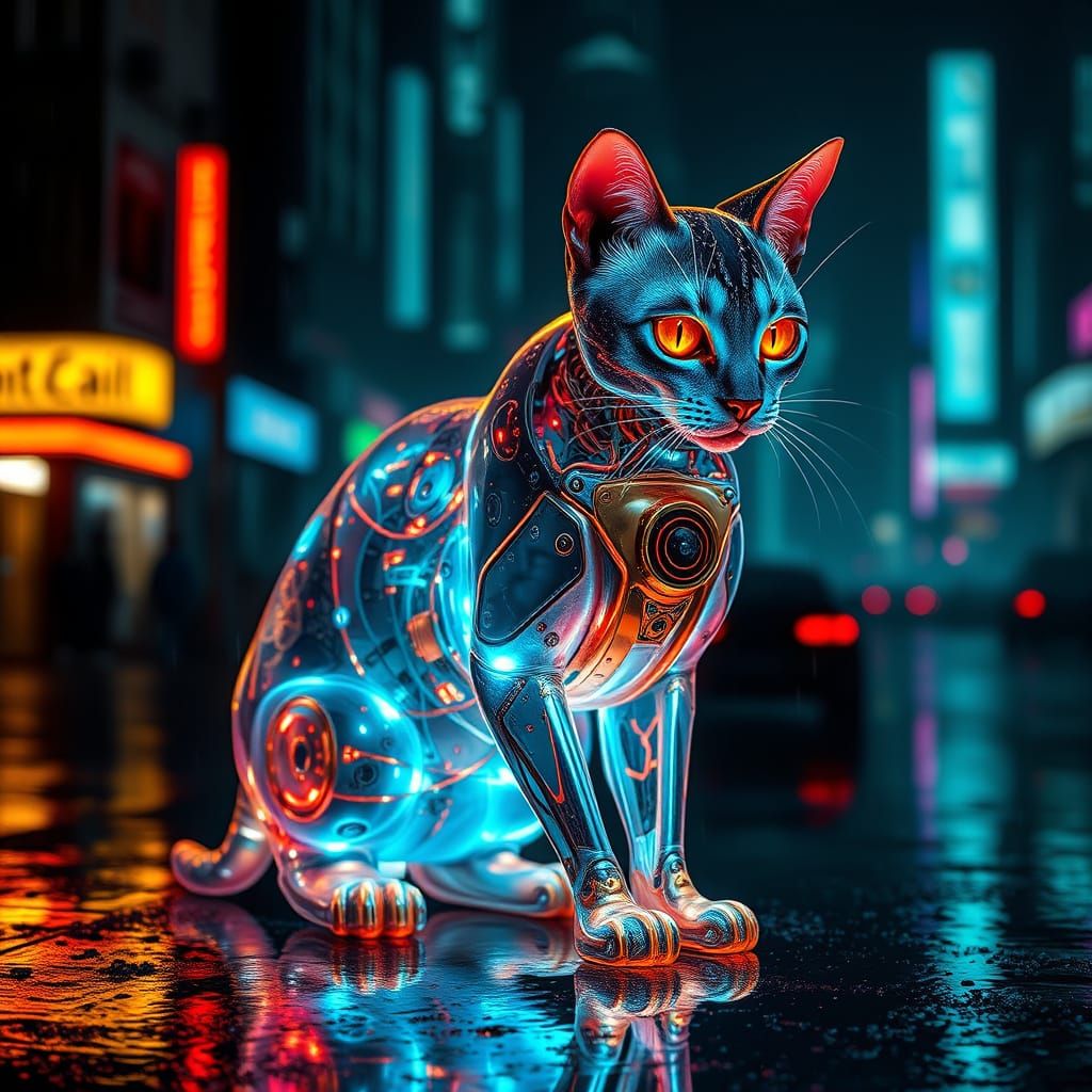 Cybernetic Feline Form Blends Technology and Life