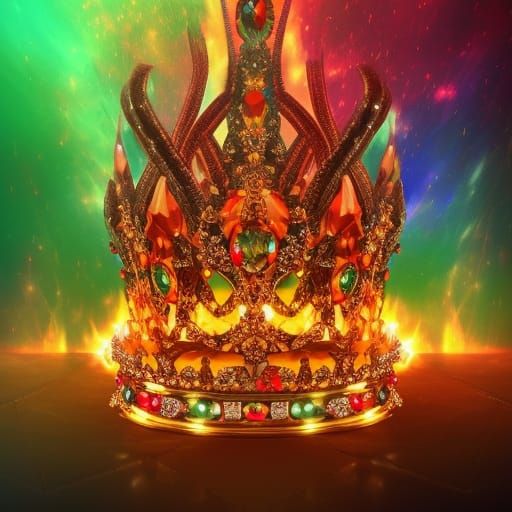 Flaming Jeweled Crown in Ultra-Realistic Detail