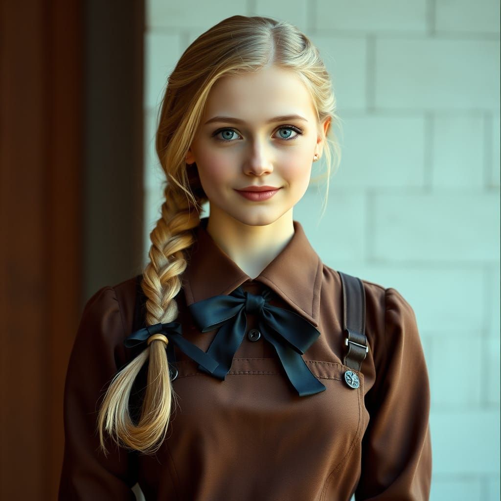 Elegant Soviet Schoolgirl in 35mm Film Style