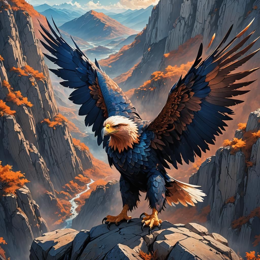 Albanian Eagle Spreads Wings: Vibrant Anime Art