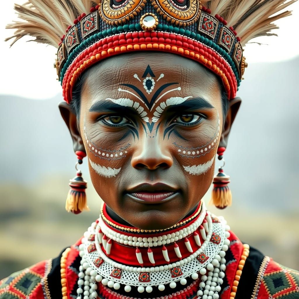 Bolivian face paint and traditional dress