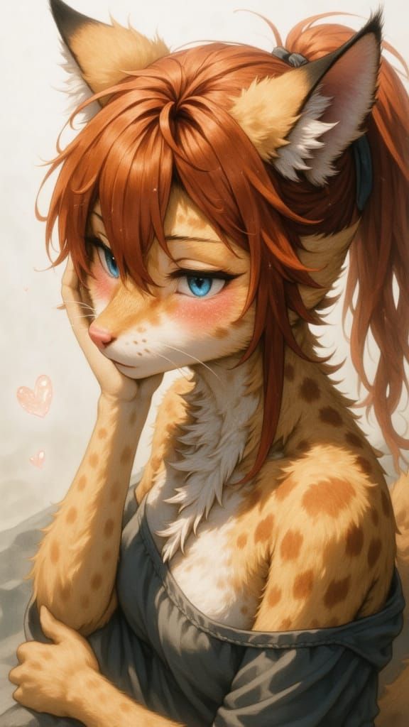 Expressionist Cat Girl in Dreamlike Double Exposure