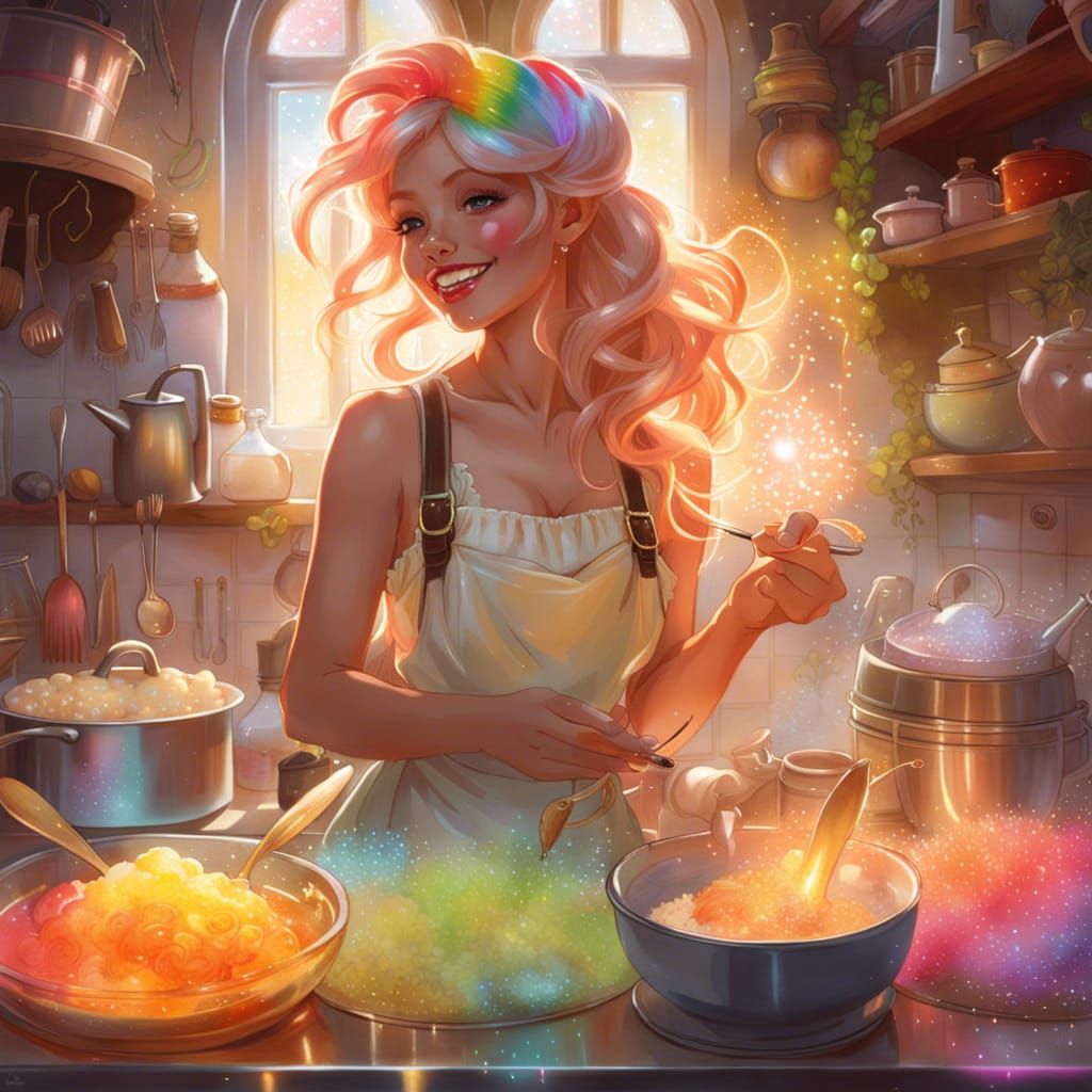 Fairy Cook in Magical Kitchen, Digital Art