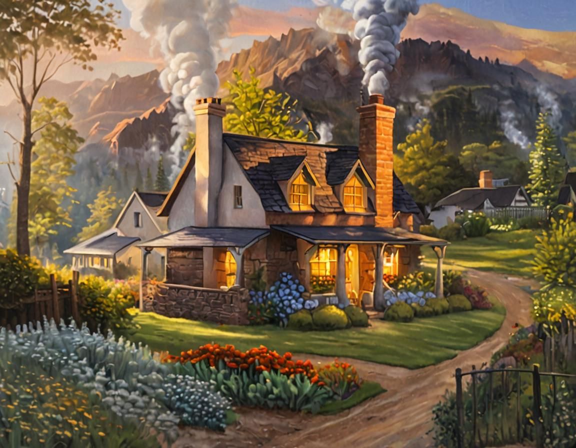 Charming Cottage in Early Morning Light