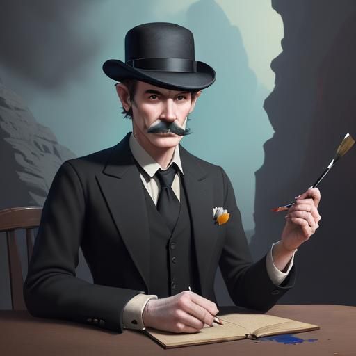 Surreal Portrait with Bowler Hat in Oil