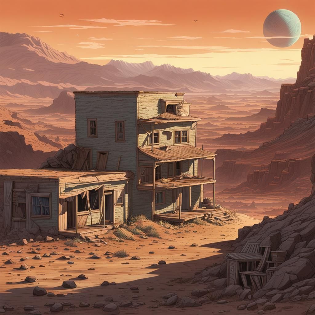 Abandoned Ghost Town on an Alien Planet