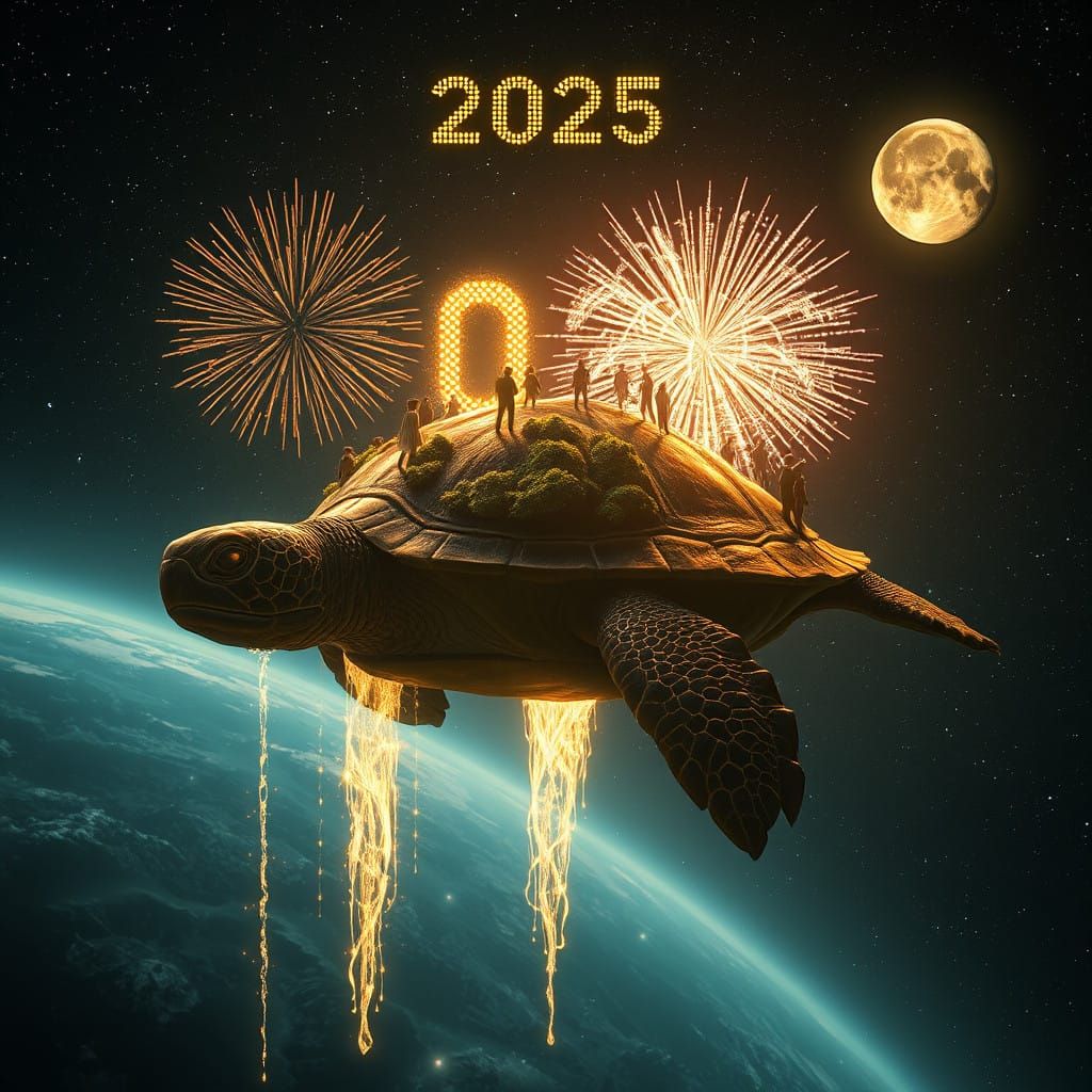 Cosmic Turtle Embarks into the Starry Expanse of 2025