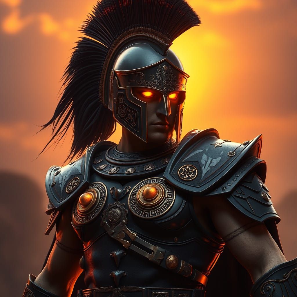 Ethereal Spartan Warrior in Golden Armor