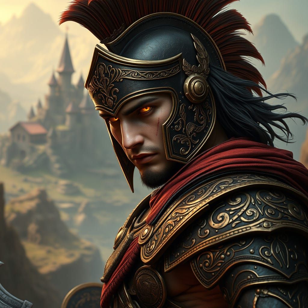 Fantasy Concept Art of a Mythical Spartan Warrior