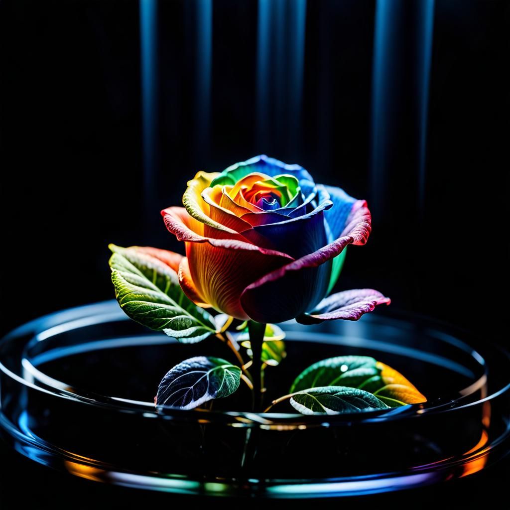 Rainbow Crystal Rose Macro Photography