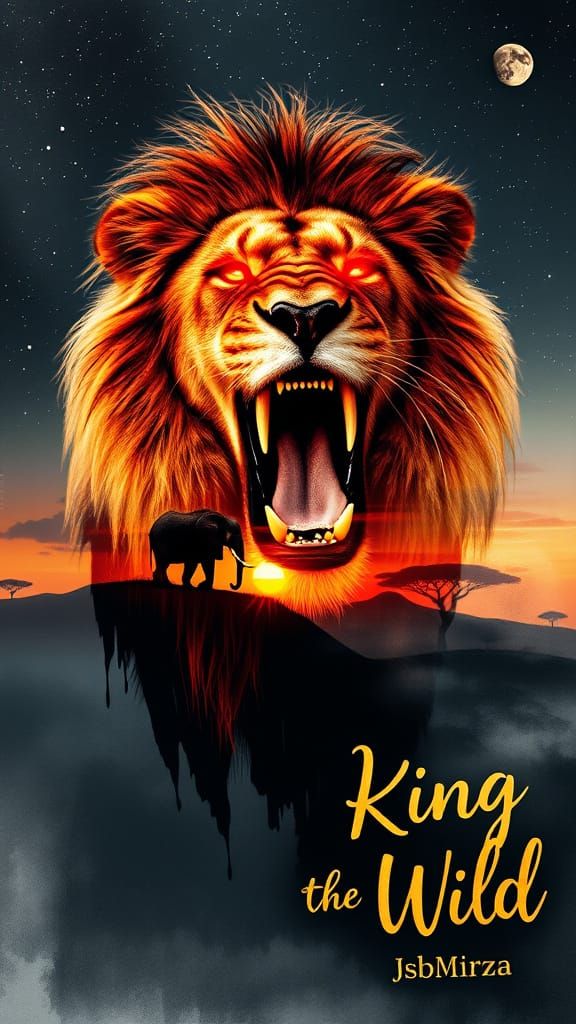 Soulful Lion of the African Savanna in Watercolor Style