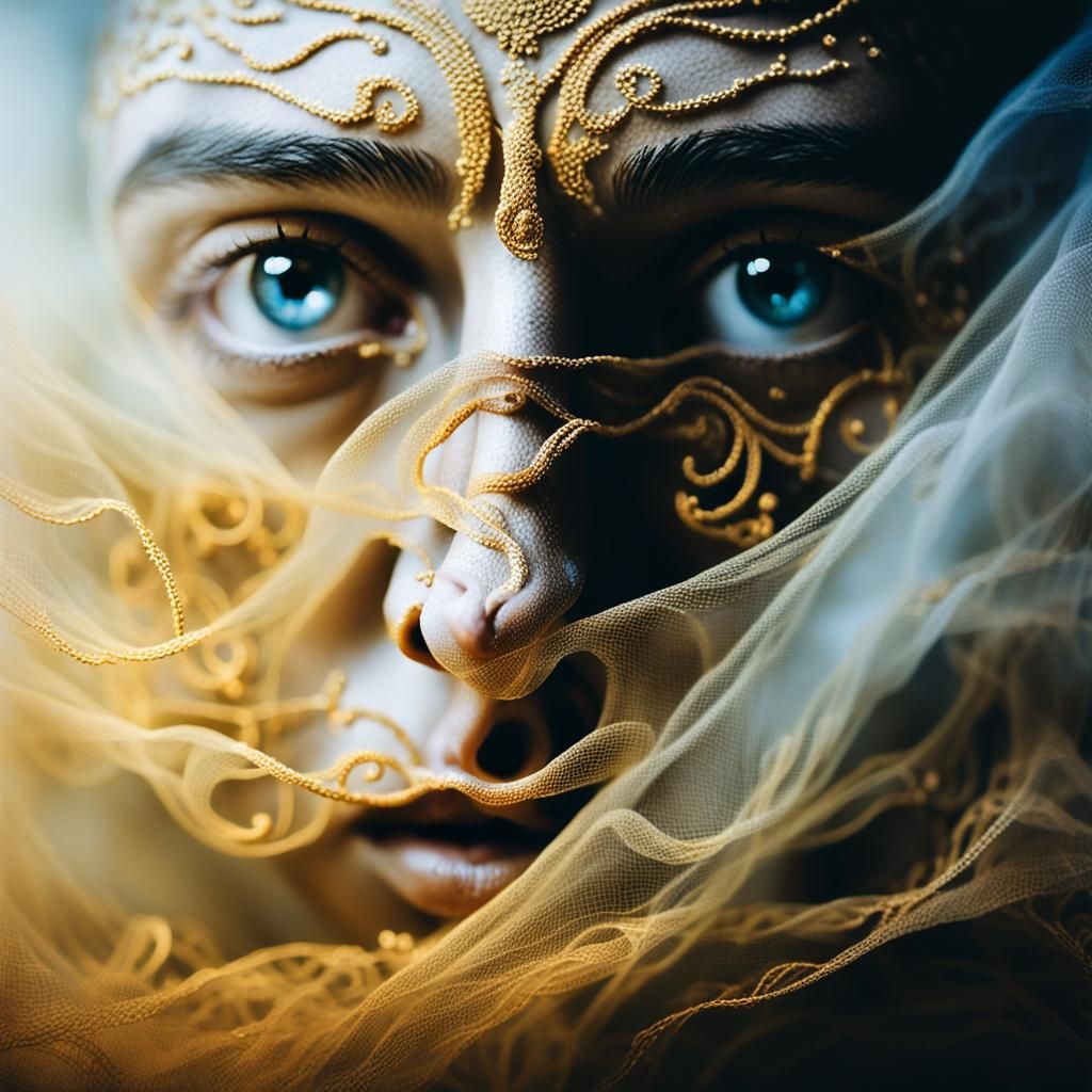 Dreamlike Figure in Mist: A Surrealist Close-Up