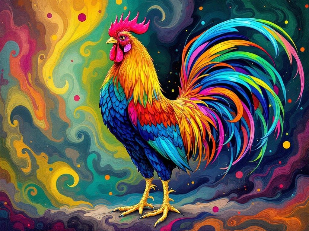 Regal Rooster in Whimsical Jewel Tones