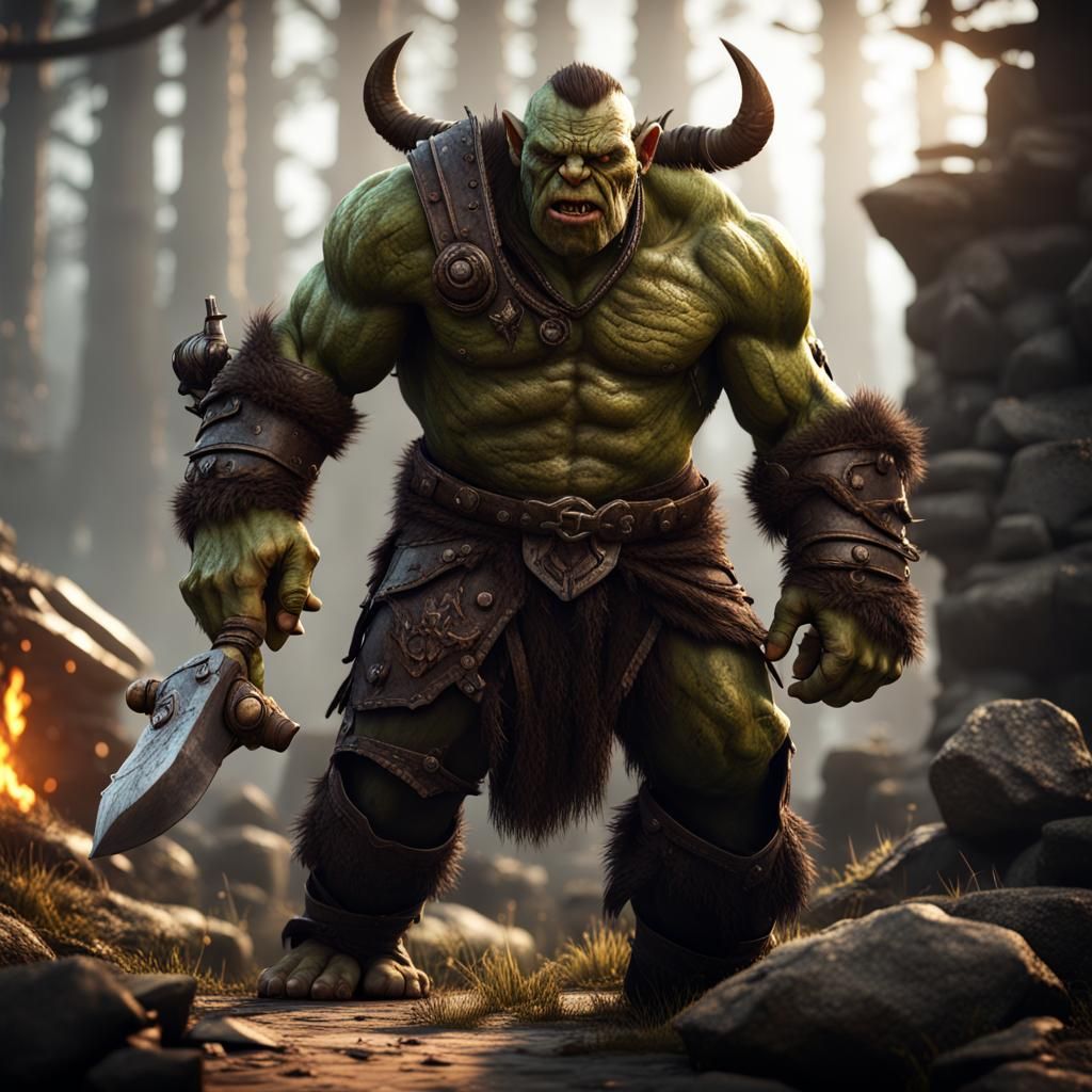 Epic Orc Character in 3D Game Cinematic Style